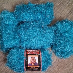 Yarn,Bernat eyelash, teal, Diva 4 skeins